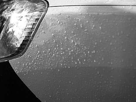 特写,雨滴,汽车