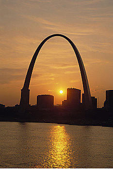 圣路易斯拱门,城市,日落,密苏里,美国