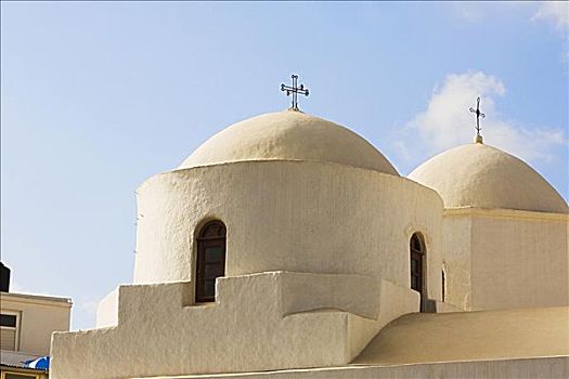 仰视,教堂,帕特莫斯岛,多德卡尼斯群岛,希腊