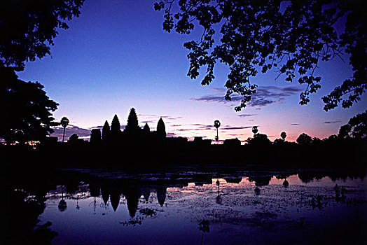 柬埔寨,收获,黎明,上方,吴哥窟