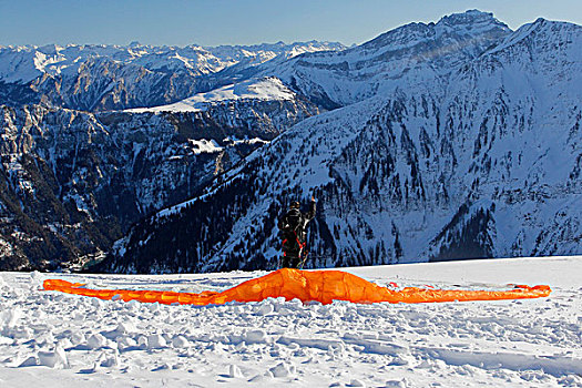 滑伞运动,滑雪区,区域,瑞士,欧洲