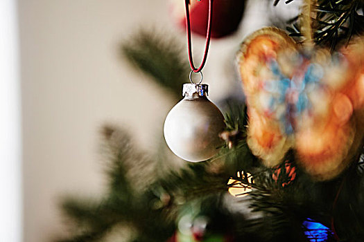 圣诞装饰,悬挂,圣诞树,特写