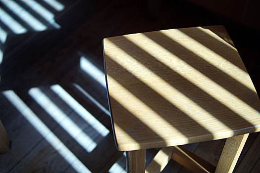 木质,凳子,影子,百叶窗