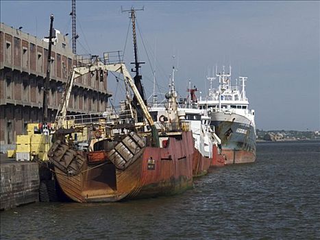 集装箱船,商业码头,蒙得维的亚,乌拉圭