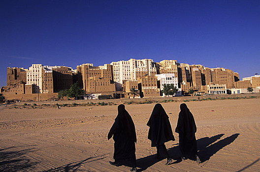 也门,旱谷,哈德拉毛,希巴姆,女人