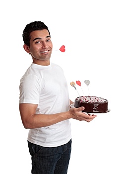 淘气,男人,爱心,蛋糕