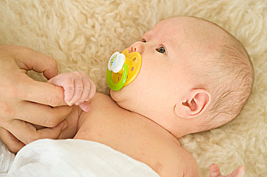 婴儿,1个月,握住,手指