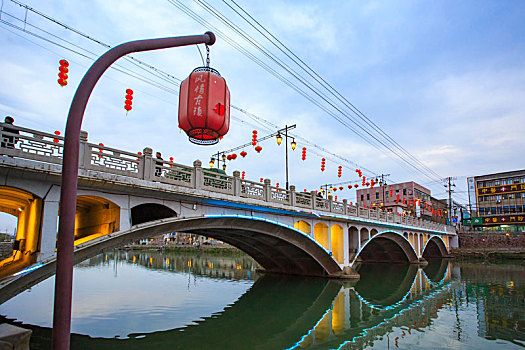 海曙,鄞江镇,南塘河,树,公园,河道,灯笼