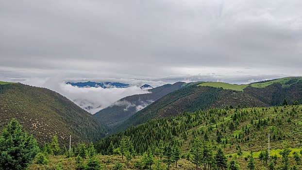 云雾缭绕中的青山