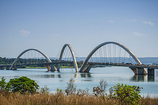 桥,湖,建筑师,亚历山大,巴西利亚,联邦,地区,巴西,南美