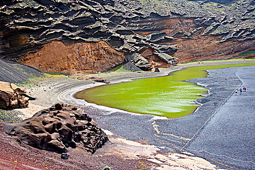 火山湖,兰索罗特岛,加纳利群岛,西班牙,欧洲