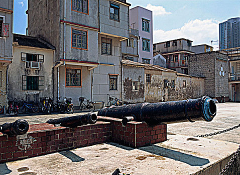 大炮,正面,乡村,香港