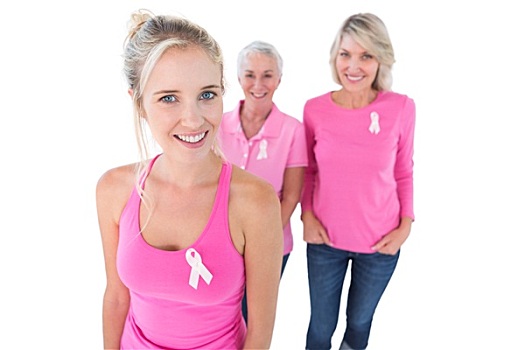 三代人,女人,穿,粉色,乳腺癌,带