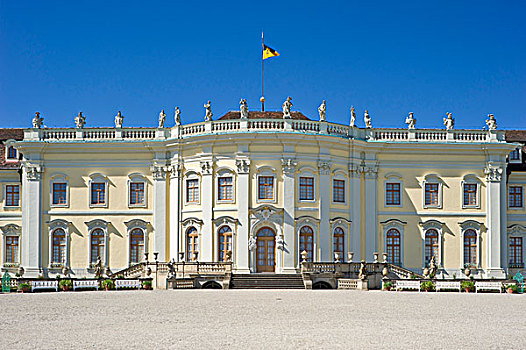 城堡,路德维希堡,宫殿,花园,建筑,内卡河,巴登符腾堡,德国,欧洲
