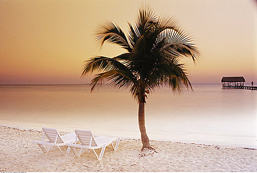 海滩,日出,古巴