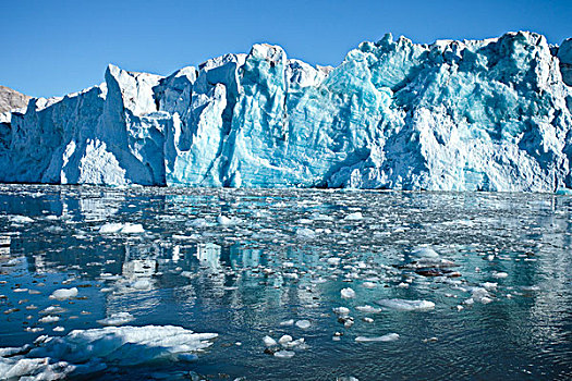 北极,斯瓦尔巴特群岛,大,冰河,海冰,碎片,融化