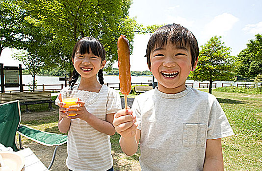 家庭,吃,野餐