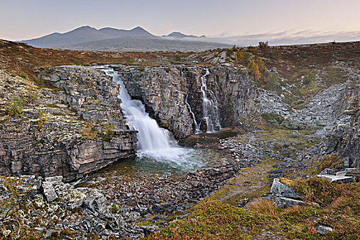 瀑布,河,国家公园,挪威,欧洲