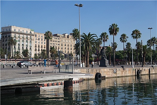 巴塞罗那,老,港口,风景,散步场所
