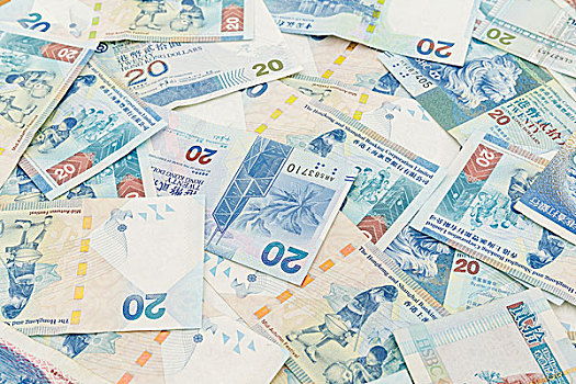 背景,香港,20美元,钞票