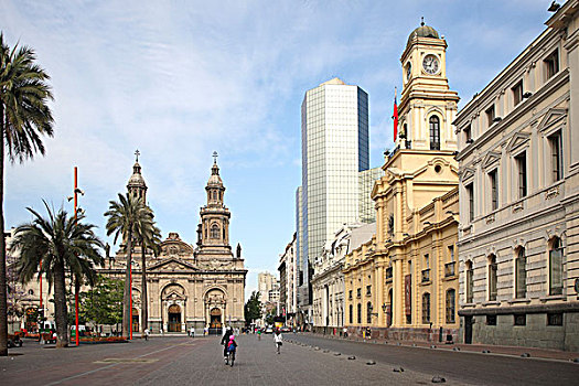 智利,圣地亚哥,广场,阿玛斯,大教堂