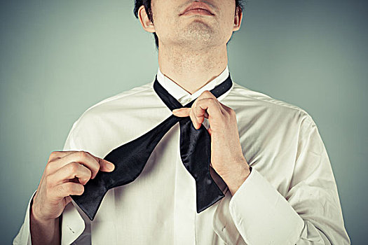 男青年,展示,领带,社交,领结