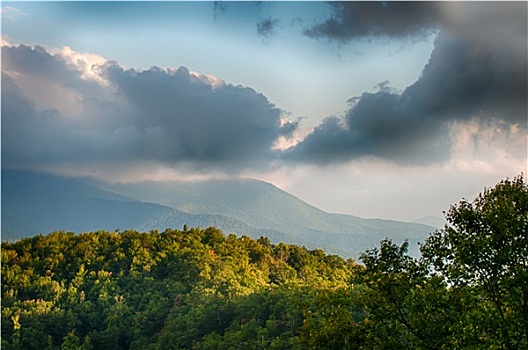 蓝脊公园大道,景色,山,俯瞰,夏天,风景