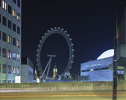 英国航空公司,伦敦眼,夜景,滑铁卢桥