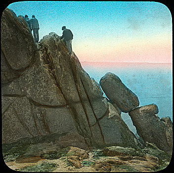 攀登,石头,靠近,康沃尔,迟,19世纪,早,20世纪,艺术家,教堂,军队,灯笼