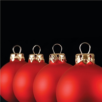 红色,圣诞节,彩球,排列
