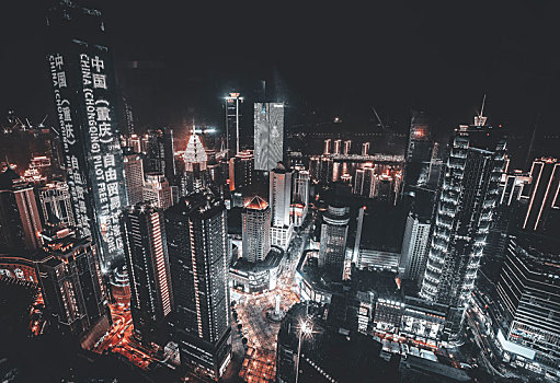 重庆黑金繁华商业区夜景