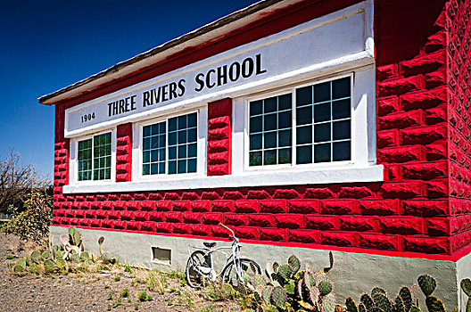 历史,红砖,三个,河,校舍,新墨西哥,美国