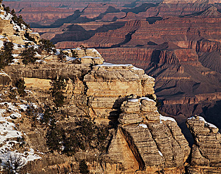 大峡谷国家公园,雪,沙岩构造,大峡谷,大幅,尺寸