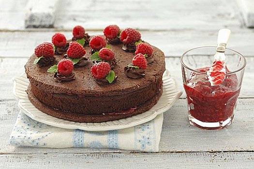 巧克力,树莓蛋糕
