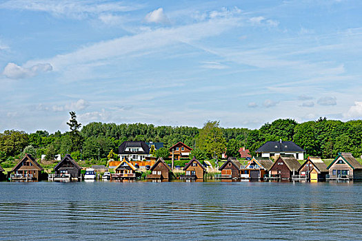 船,房子,假日,湖,靠近,梅克伦堡,湖区,梅克伦堡前波莫瑞州,德国,欧洲