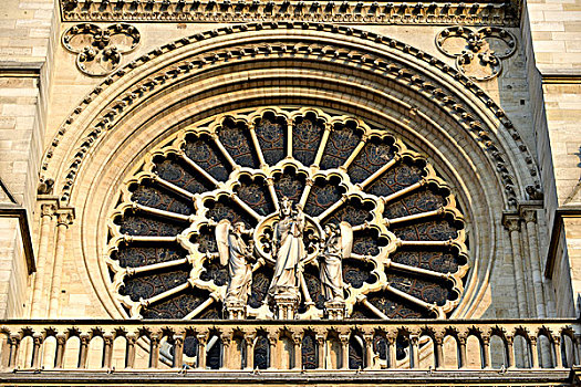 圆花窗,巴黎,大教堂,西部,建筑,法国,欧洲