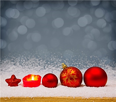 红色,圣诞节,彩球,降临节,蜡烛