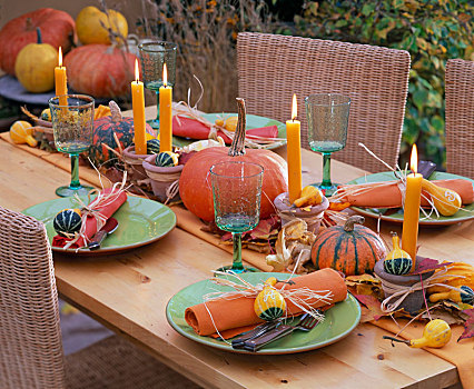 秋天,桌饰,葫芦科,中间,桌子