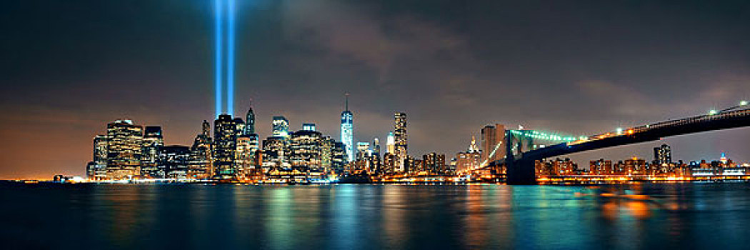 纽约,市区,布鲁克林大桥,911事件,夜晚