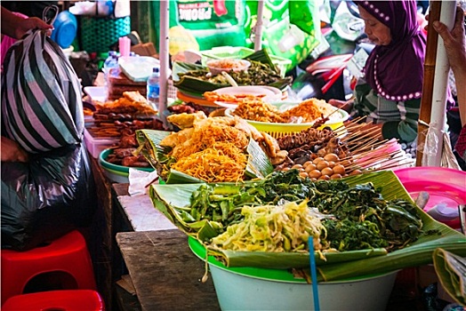 女人,销售,食物,食品市场,印度尼西亚
