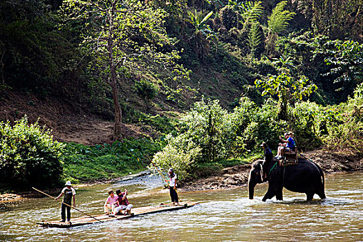 泰国,清迈,旅游,河,乘筏