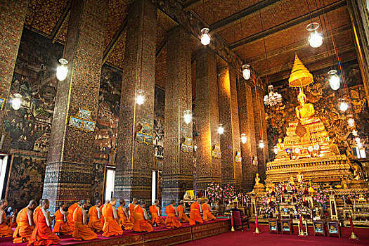 僧侣,祈祷,庙宇,曼谷,泰国