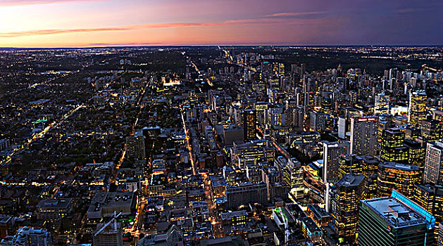 城市,多伦多,市区,全景,日落,安大略省,加拿大,2009年