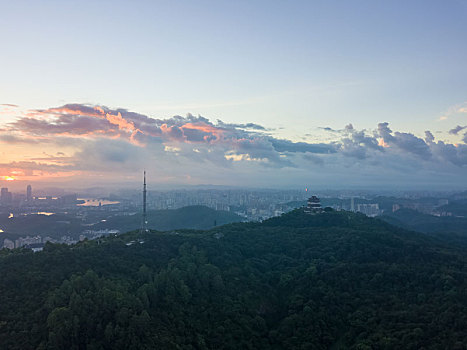 清晨时分广东惠州高榜山航拍风光