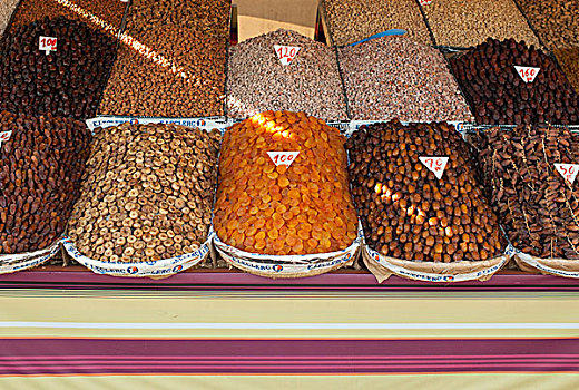 干货食品,调味品,出售,市场货摊,马拉喀什,摩洛哥