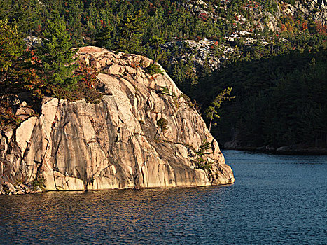 陡峭,岩石,岸边,湖,基拉尼省立公园,安大略省,加拿大