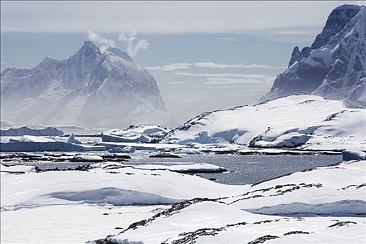 南极半岛,山峦,冰河,南极