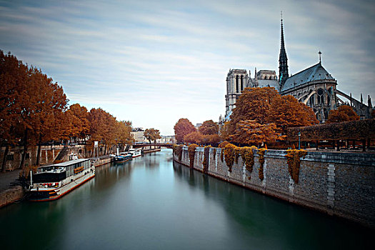 巴黎,塞纳河,巴黎圣母院,大教堂,船,法国