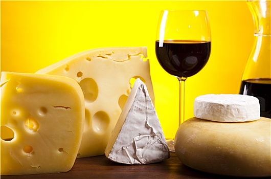 静物,奶酪,葡萄酒