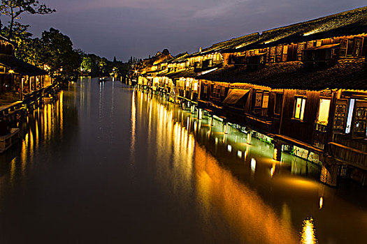 乌镇古镇夜景风光